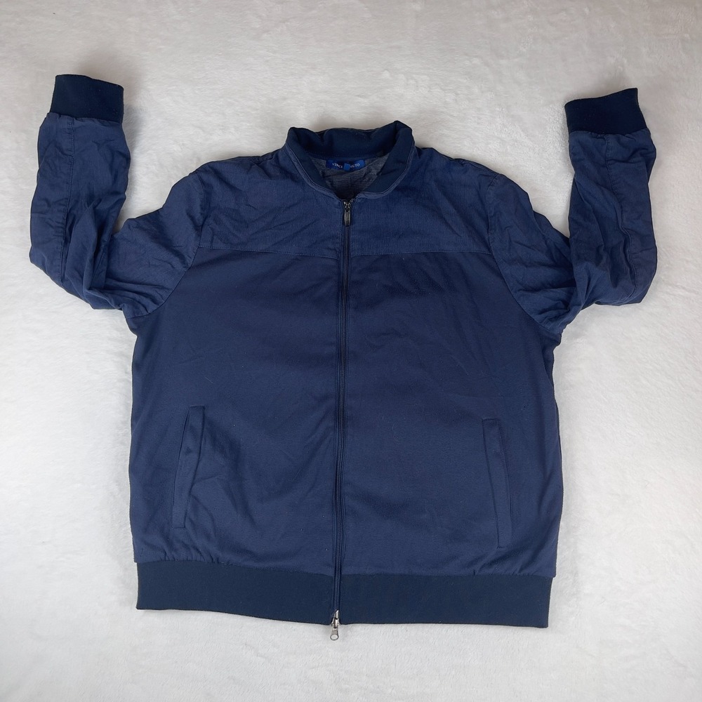 Vince Camuto Bomber Jacket Mens Size XL Navy Blue Versatile Long Sleeve Full Zip